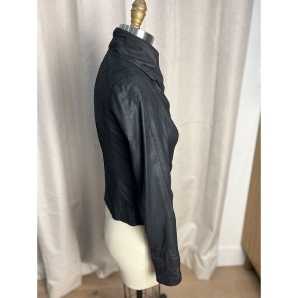 VINCE Lamb Leather Scuba Moto Jacket Sz XS Black Butter Soft - Picture 7 of 15